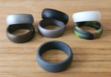 Thunderfit Silicone Rings Size 15 Men's 7-Pack Middle Line Wedding Bands