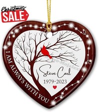 Personalized Red Cardinal Memorial Christmas Ornament , I Am with You Memoria...