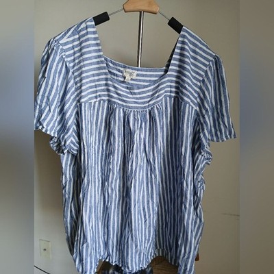 Terra & Sky Top Squarneck Suze 5X Linen Rayon