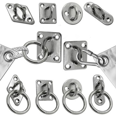Edelstahl V4A Augplatten Mit oder ohne Ringe Sonnensegel Segel Verbinder Haken