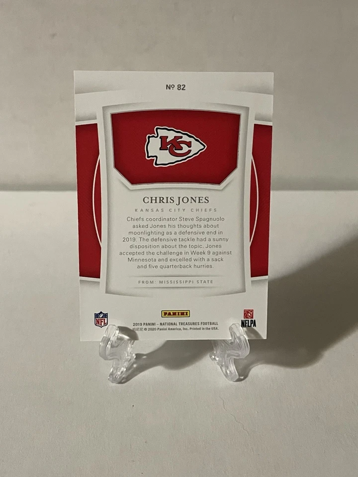 2019 NATIONAL TREASURES CHRIS JONES /99 #82 KANSAS CITY CHEIFS SP - Image 3 of 3
