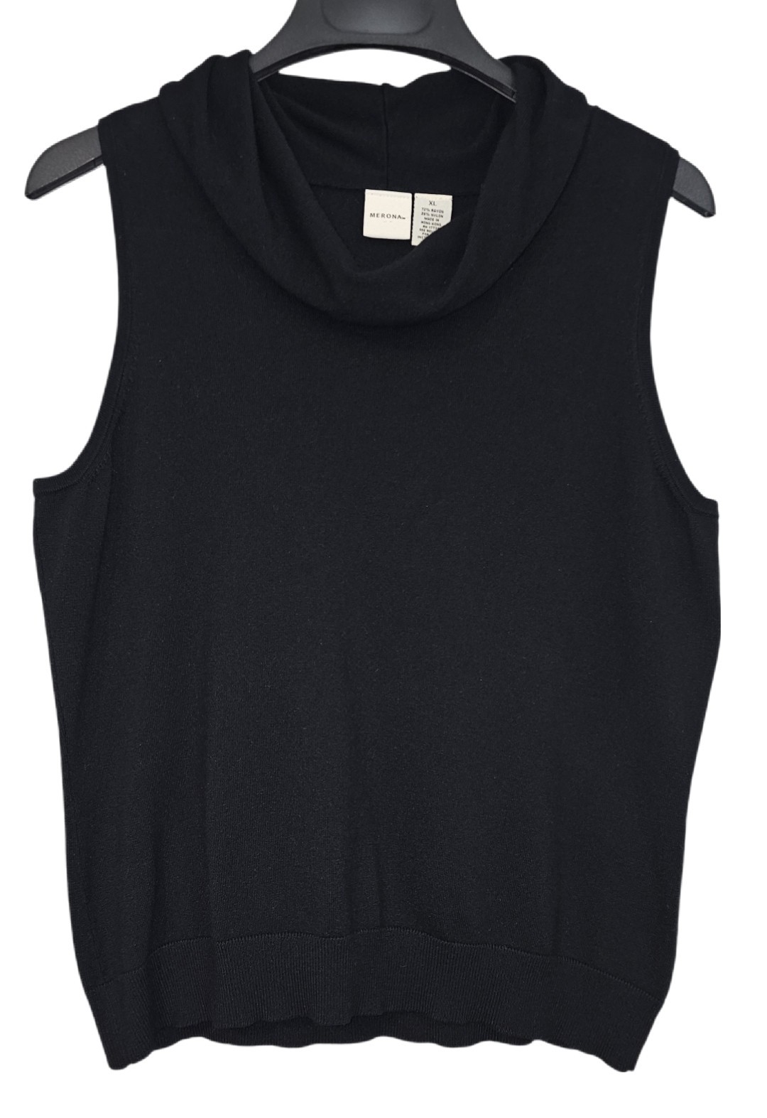 Merona Black Knit Sleeveless Cowl Neck Pullover Blouse Women's Size XL