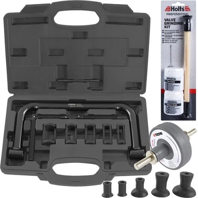 TECPO + HOLTS JUEGO DE HERRAMIENTAS TENSOR DE RESORTE DE VÁLVULA TECPO + PINZA DE VÁLVULA + PASTA ABRASIVA DE VÁLVULA
