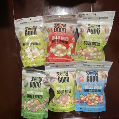 Sow Good Candy Freeze Dried Sweet & Sour Assortment Hyper Dried 4 oz Bag 6 packs