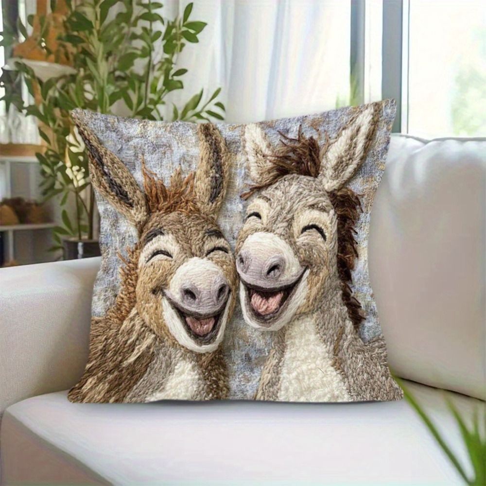 45x45 Throw Pillow Covers Cartoon Donkey Cushion Cover Home Decor