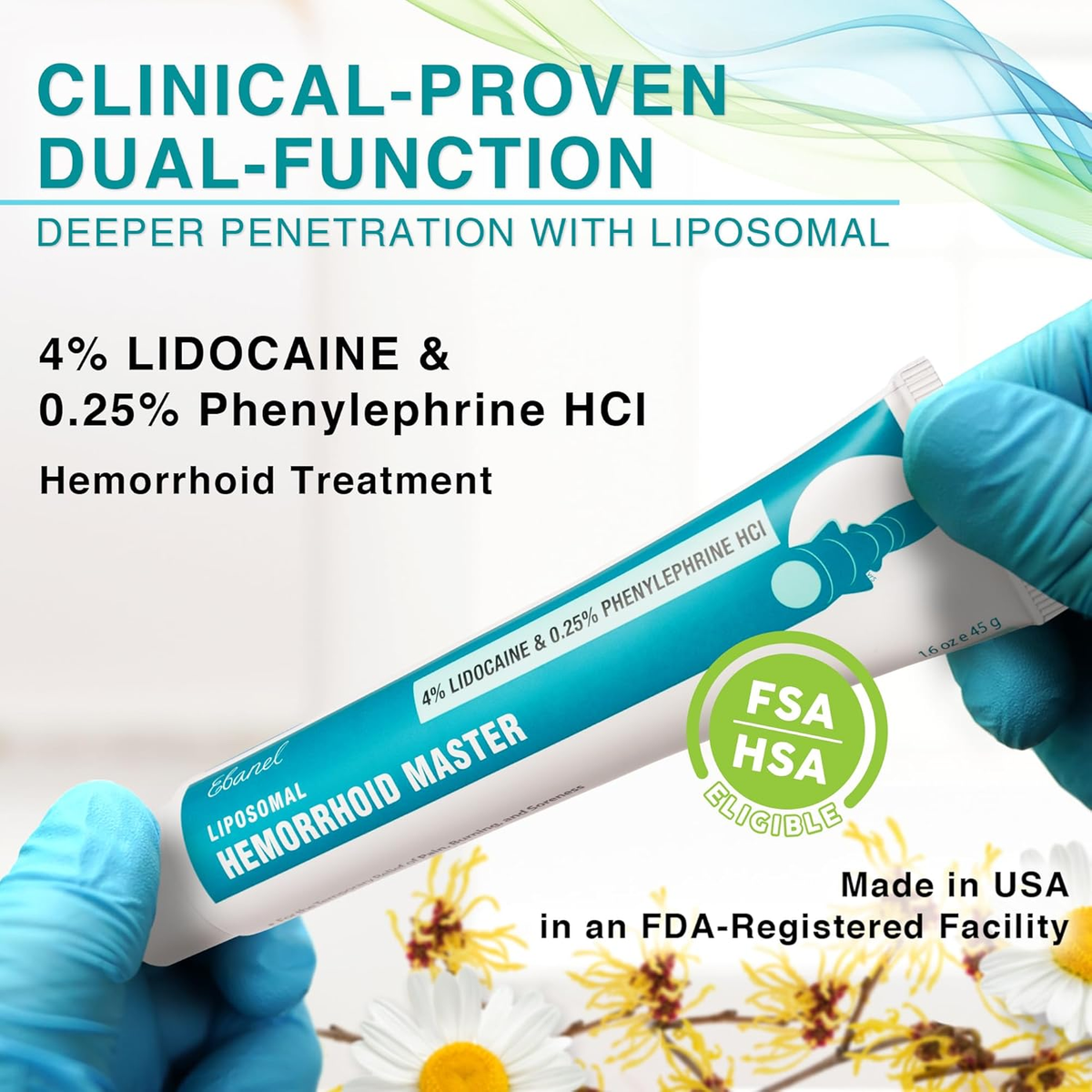 Ebanel 4% Lidocaine Hemorrhoid Treatment Ointment with