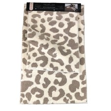 New Rachel Zoe Bath Rug Set of 17 x 24"  21 X 34  Ecru Tan Cheetah Leopard