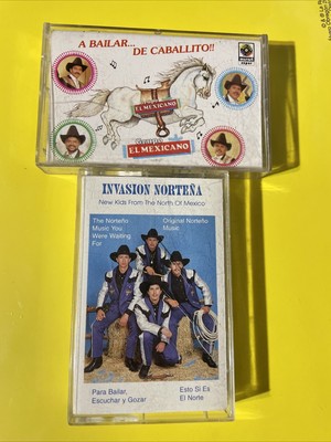 2 Cassette LOT : Invasion Norteña  Mi Banda en Mexicano  A Bailar de Caballito