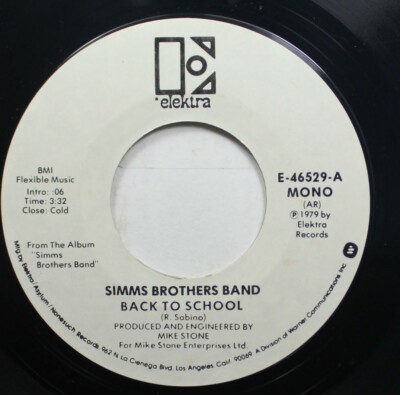 Rock Promo Nm! 45 Simms Brothers Band - Back To School / Back To