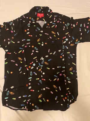 SUPREME SS17 BLACK PILLS S/S RAYON BUTTON DOWN | eBay 