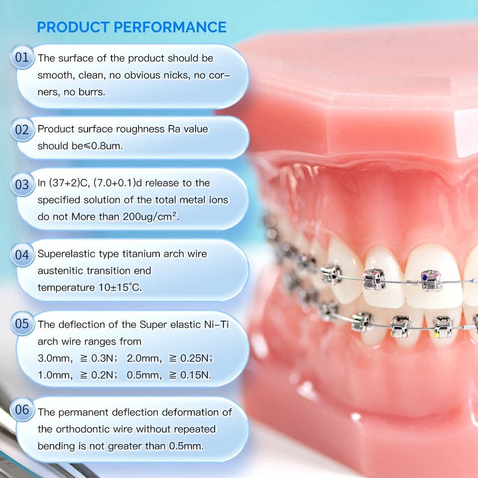 AZDENT Arcos de Dental Ortodoncia Redondos Niti Arco de Alambre Su Arco Alambre Foto 3 de 4