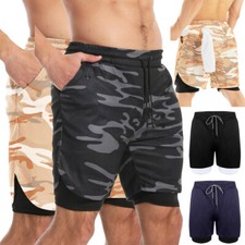 Men's 2 in 1 Shorts Compression Gym Workout Training Liner Phone Pocket Pants