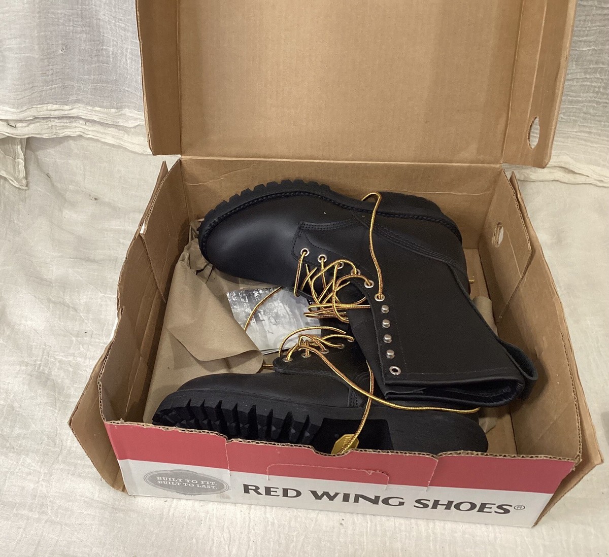 GREAT RED WING Made in USA 0699 BLACK Logger Work Boots NEW in Box