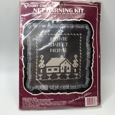 Vintage Vogart Net Darning Kit Crafts Home Sweet Home Pillow 14" #2526F NEW