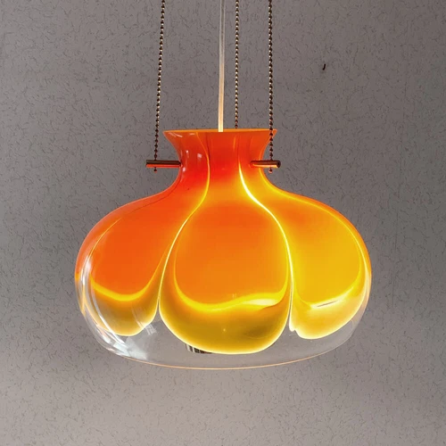 Kaiser Lights 06/0108 - Original Murano Glass - Pendant Light - Vintage - Orange