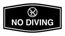 Fancy No Diving Sign with Adhesive Tape, Mounts On Any Surface