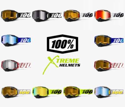 100% Armega Snowmobile Goggles Impact Resistant Yellow/Mirror Ultra HD Lens