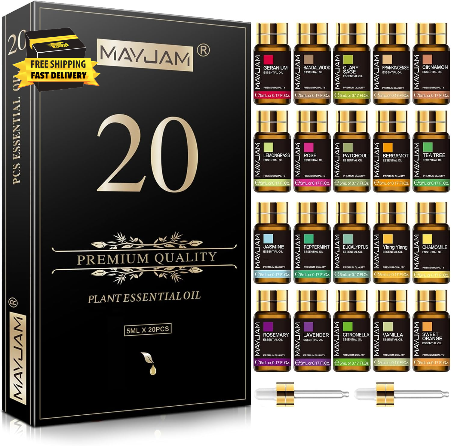 Tea Tree 20 Pcs Pure Essential Oil Gift Set, for Diffuser, Humidifiers, Skin Car