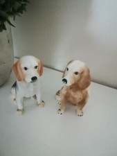 set of two bone china dog ornaments figurines vintage decor cute animal gift vgc