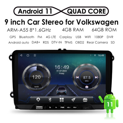 8Core Android 4+64GB For VW Golf 6 Jetta Polo EOS Carplay Radio GPS NAVI Stereo