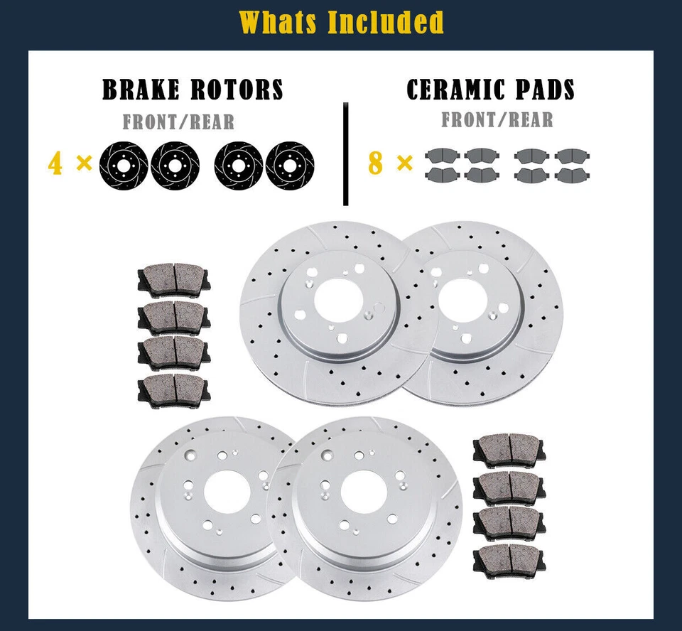 Juego de pastillas de freno ranuradas delanteras y traseras aptas para Honda Odyssey 3,5 L Foto 4 de 4
