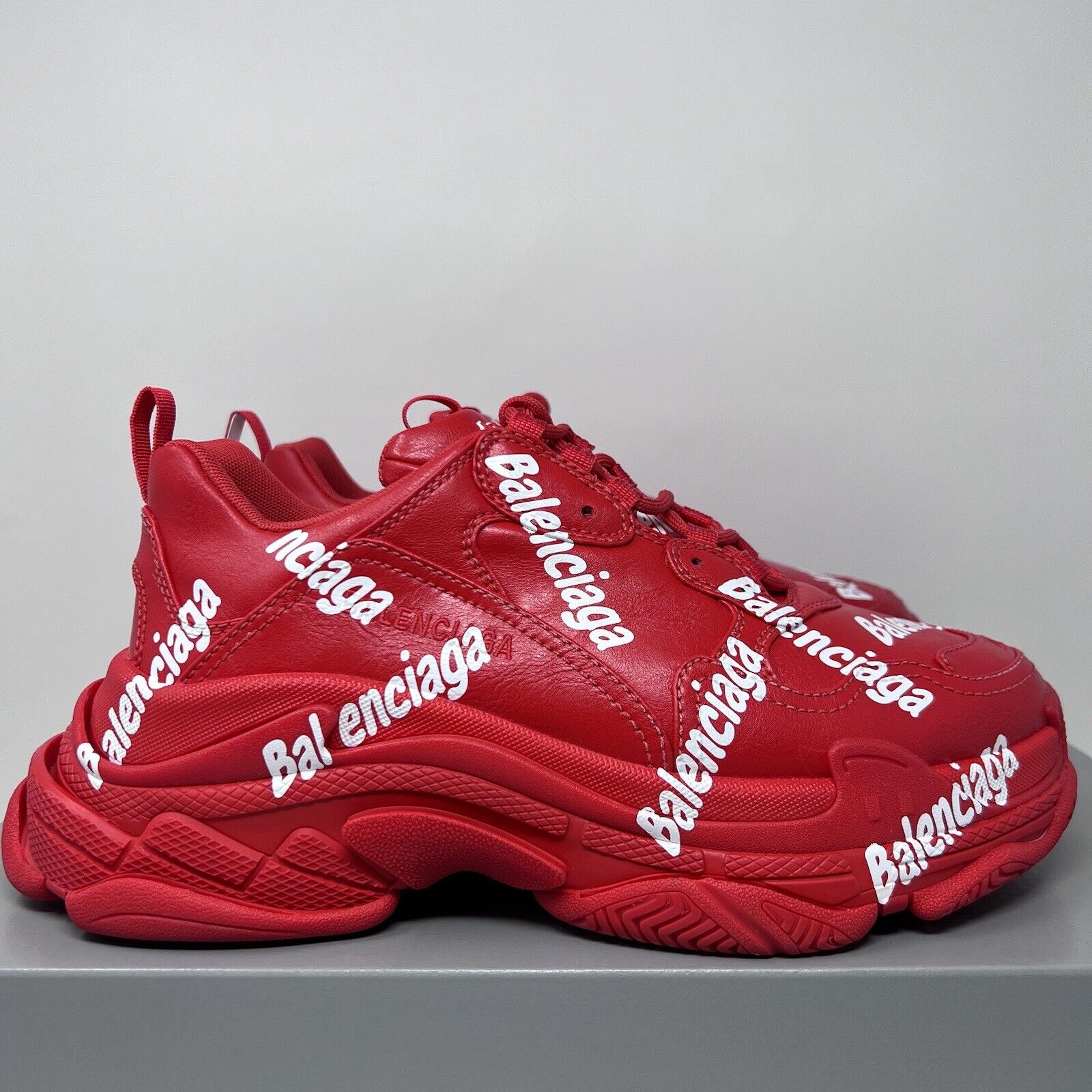 Sælger Repaste røre ved Balenciaga Triple S Men&#039;s Allover Sneakers Size 42 EU / 9 US Red White  | eBay