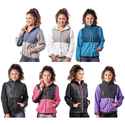 Alta para Mujer Dos Tonos Cierre completo Chaqueta De Lana-Varios Colores |  eBay