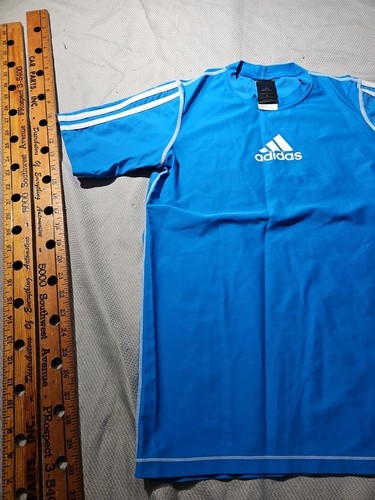 Adidas Shirt Youth Boys Large Blue Embroidered Logo Casual Tee Active Top - Picture 3 of 12