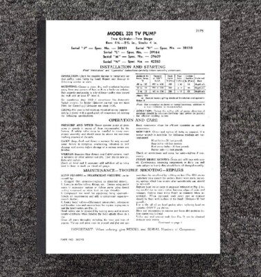 331 Two-Cyl Compressor Operator Maintenance & Parts Manual Fits Kellogg