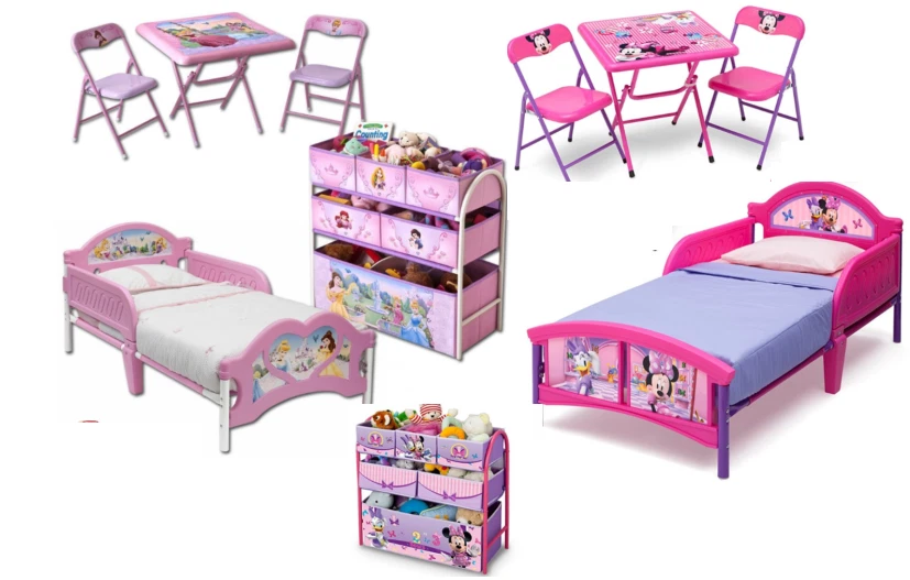 Offizielles Disney Prinzessin Junior Kind Mädchen Zimmer in einer Box, Bett, Tisch, Stühle, Aufbewahrung