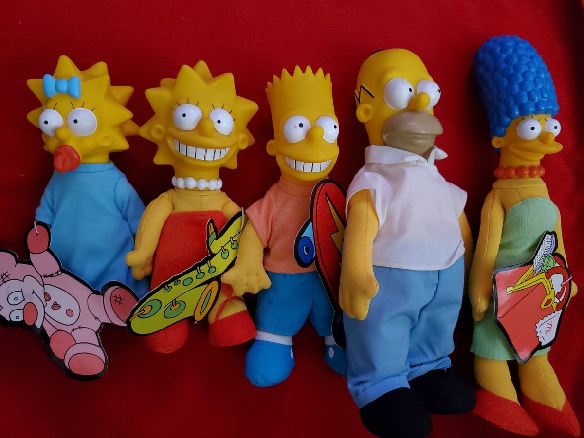 The Simpsons Vintage 1990 Burger King Plush Dolls Complete