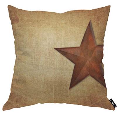  Western Texas Worn Star Throw Pillow Cover Vintage Rustic Barn Graphic Brown 