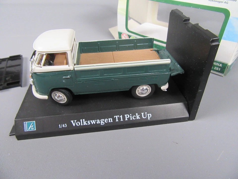 A907 Cararama Hongwell 25104 VW T1 Combi Pick-Up Verde E Grigio 1:43 + Scatola - Immagine 4 di 4