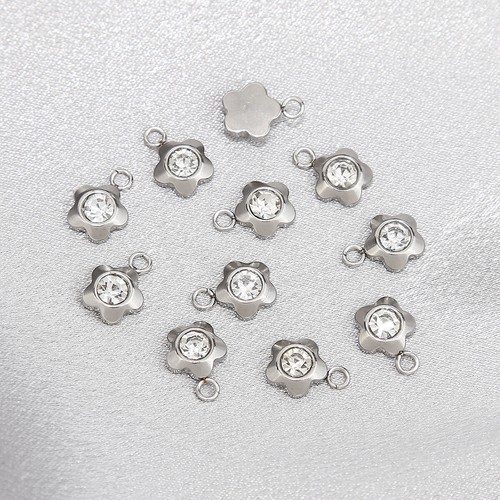 20pcs stainless steel gold/silver flower charms