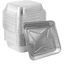 Disposable 50 Pack 8x8 Aluminum Foil Pans for Meal Prep 8" Square Pan W/Dome lid