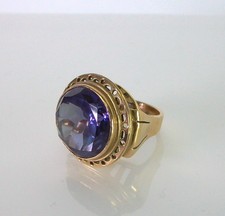 Great gold ring with beautiful amethyst - 585 gold - 12.6 g - size 15.5 mm