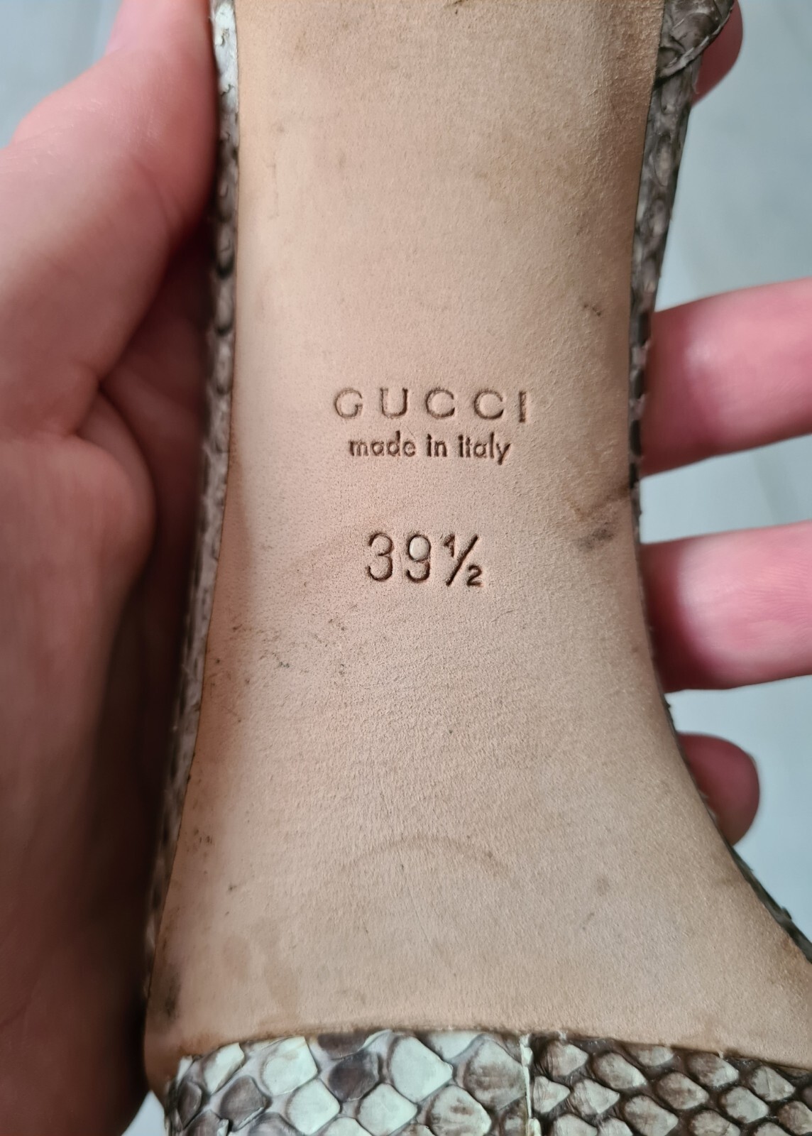 GUCCI BEIGE BROWN PYTHON PLATFORM PEEP TOE ANKLE … - image 6