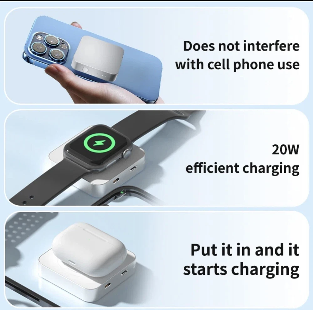Magnetic Power Bank Charger for iPhone Apple Watch Airpods Android Samsung Magnetic Power Bank Charger for iPhone Apple Watch Airpods Android Samsung