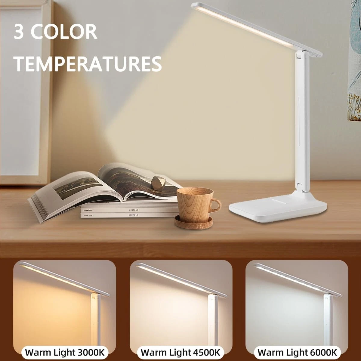 Lámpara Escritorio Flexo LED Plegable 3 Modos 5 Niveles de Brillo Control Táctil