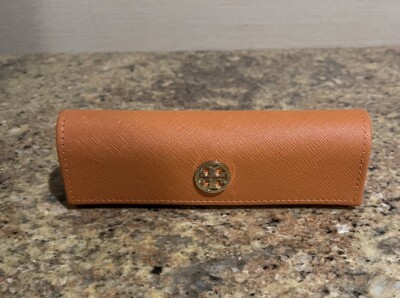 TORY BURCH ORANGE & GOLD EYEGLASSES MAGNETIC EYEWEAR CASE  display picture 3