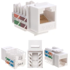 100 pcs Cat6 Punchdown Keystone Jack White 45 Degree Angle Ethernet Network PACK