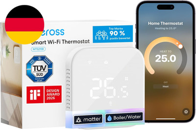 Meross Heizungsthermostat Matter Thermostat Für Fußbodenheizung Boiler Weiß