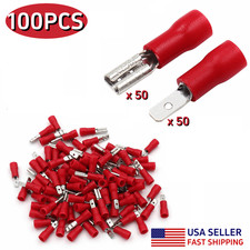 100pcs Female Male Spade Terminals 2.8mm Insulated Crimp 22-16AWG Wire Connector