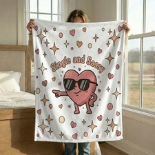 Single and Sassy Throw Blanket Velveteen Plush Funny Gift for Her Cozy Soft