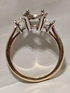 Mid Century 18K Yellow Gold Engagement Ring Setting Two Tone Vintage