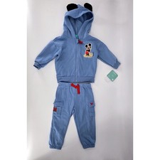 Disney Baby Mickey Mouse Hoodie Sweatpants Set 3D Ear Blue Fleece NWT 18M