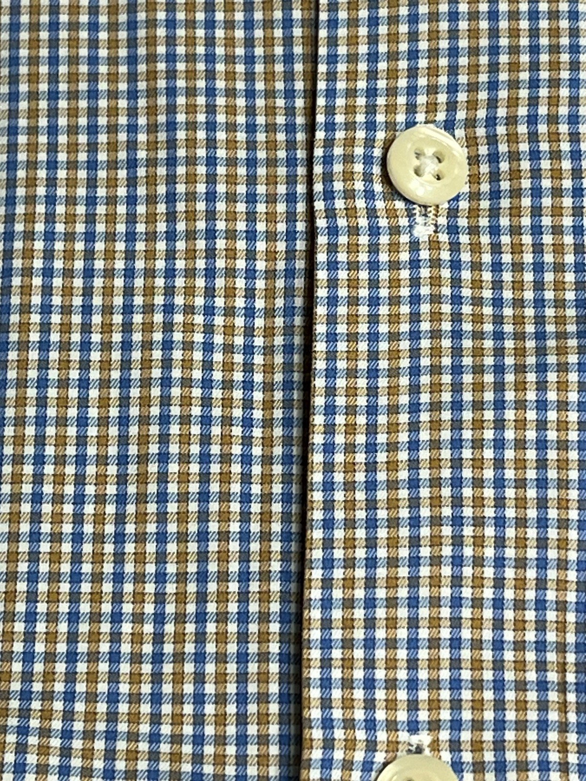 Peter Millar Blue Tan Checked Pattern Long Sleeve… - image 6