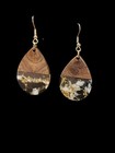 Wooden Teardrop Dangle Earrings  Gold Leaf Black White Acrylic Hand Made — photo 1