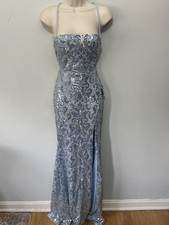 Windsor Gown Womens XS Blue Sequin Maxi Dress Formal Evening Prom Siren Glam