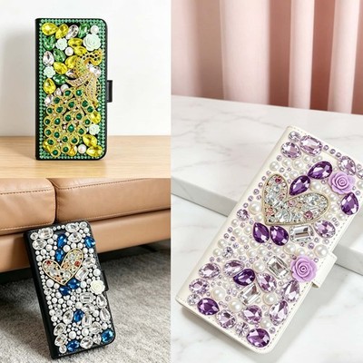 Luxury Bling Sparkly Rhinestone Card Flip Wallet Phone Case Für ZTE